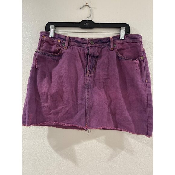 Ralph Lauren Polo Skirt Jeans RL 1967 Vintage Purple Cotton Denin Mini Skirt - Picture 1 of 7